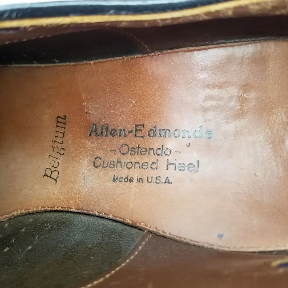 Allen Edmonds Brown Leather Derby Shoes Belgium 7374 Men's Dress Shoe
